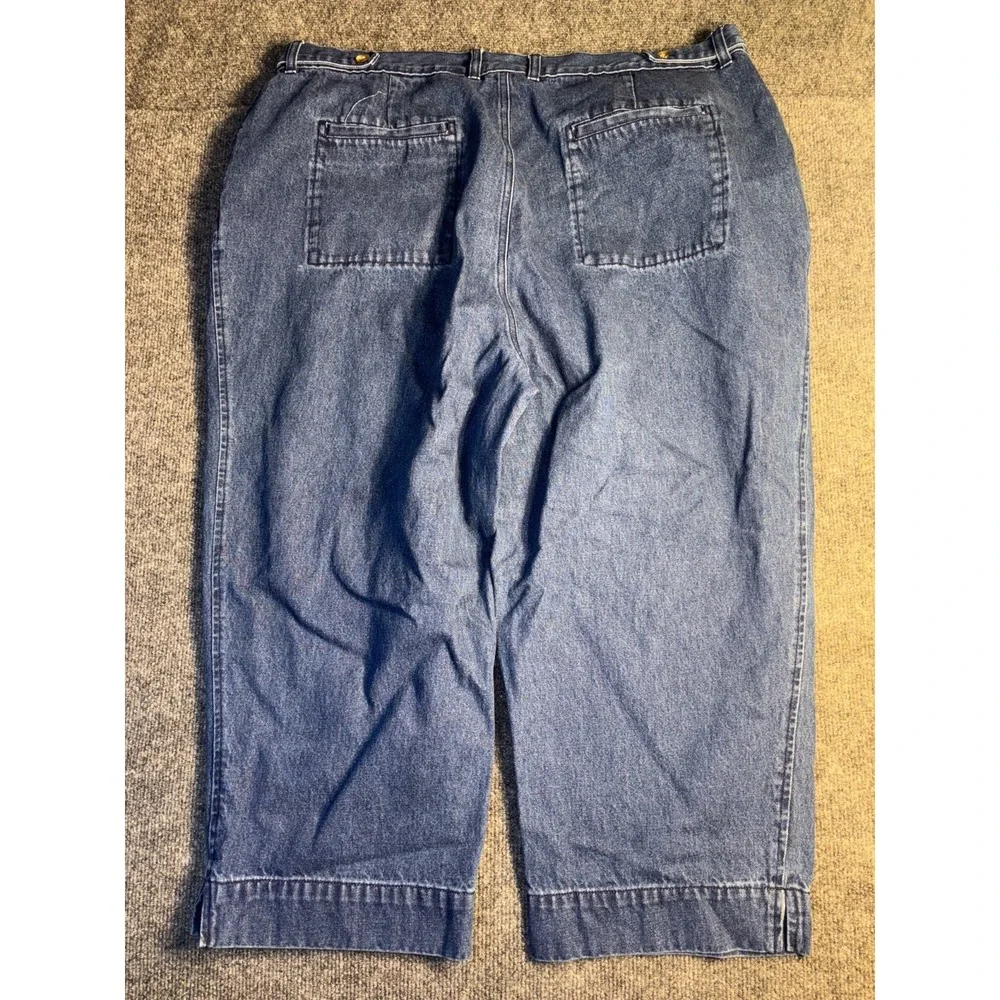 St. John's Bay Cropped Jeans Womens 22W Blue Authentic Relaxed‎ Fit Ankle Slit